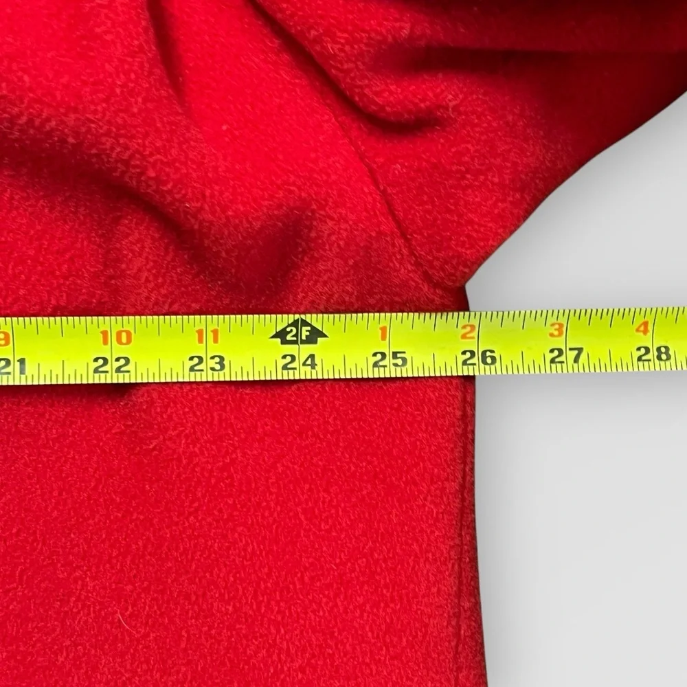 100% Wool Swing Coat Cape coat, size unknown. Vintage red stand up high collar - Picture 14 of 16